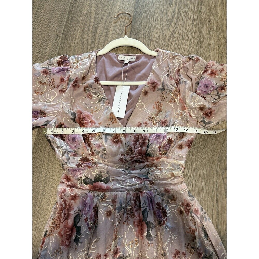 Baltic Born Ardley Embossed Maxi Dress Floral Pink Champagne Formal Wedding Sz S - Picture 9 of 13